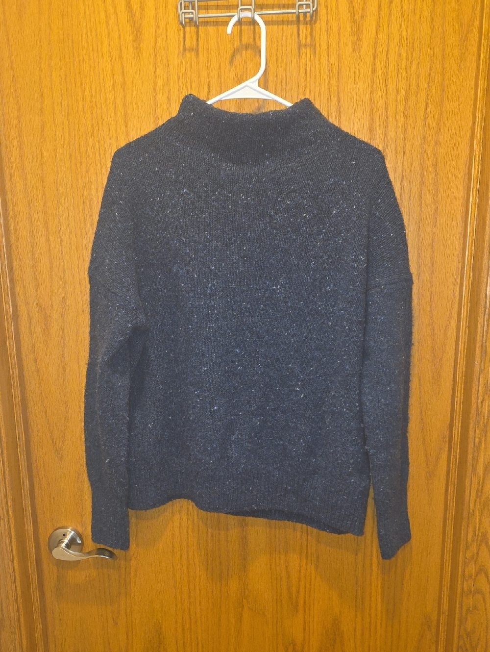 Vince Navy Blue Speckled Mock Neck Sweater